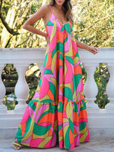 Summer French Deep V-Neck Backless Halter Printed Dresses Newgew Dresses
