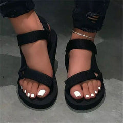 Fashion Casual Patchwork Solid Color Comfortable Flat Sandals NewGew