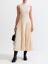 Unique Pleated Paneled Sleeveless Midi Dress Newgew Dresses