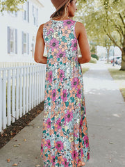 Sleeveless Maxi Dress: High Waist Hippie Floral Newgew Dresses