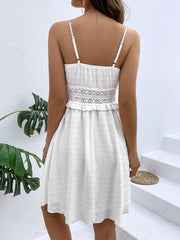 Eyelet Crochet Waist Floral Ruffle Tiered Mini Dress Newgew Dresses