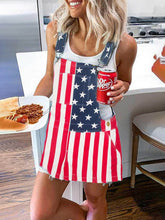 Independence Day Flag Print Pocket Strap Mini Dress Newgew Dresses