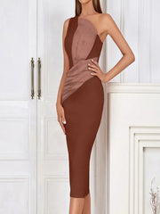 One-Shoulder Pink Asymmetrical Evening Gown Newgew Dresses