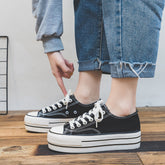 Women's Bottom Height Increasing Korean Style Low Canvas Shoes Newgew
