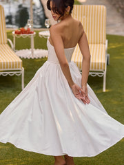 White Strapless Midi Sundress Newgew Dresses