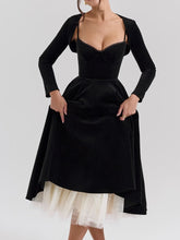 Black Velvet Tulle Midi Dress Newgew Dresses