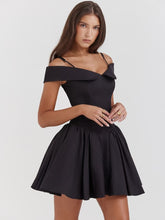 Black Off-Shoulder Spaghetti Strap Mini Dress Newgew Dresses