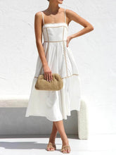 Contrast Color Trim Adjustable Straps Midi Dress Newgew Dresses