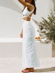 Halter Neck Backless Holiday Hollow Dress Newgew Dresses