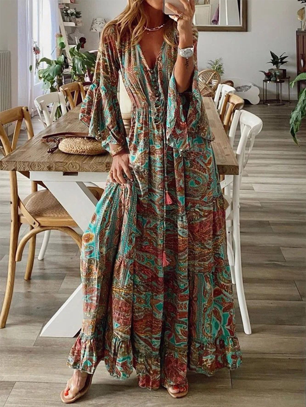 Down The West Coast Bohemia Print Maxi Dress Newgew Dresses