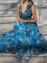 Swing Print Maxi Sleeveless Dress Newgew Dresses