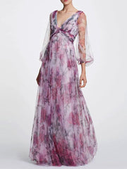 Printed Chiffon Maxi Dress Newgew Dresses