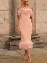 Sleeveless Fur Pencil Midi Dress Newgew Dresses