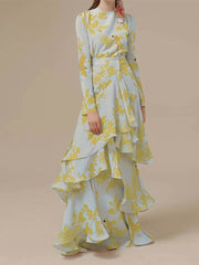 Irregular Long Dress With Ruffles Newgew Dresses