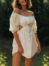 One-Shoulder Off-Waist Balloon Sleeve Mini Dress Newgew Dresses
