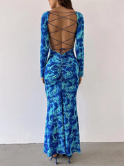 Backless Strappy Smocked Maxi Dress Newgew Dresses