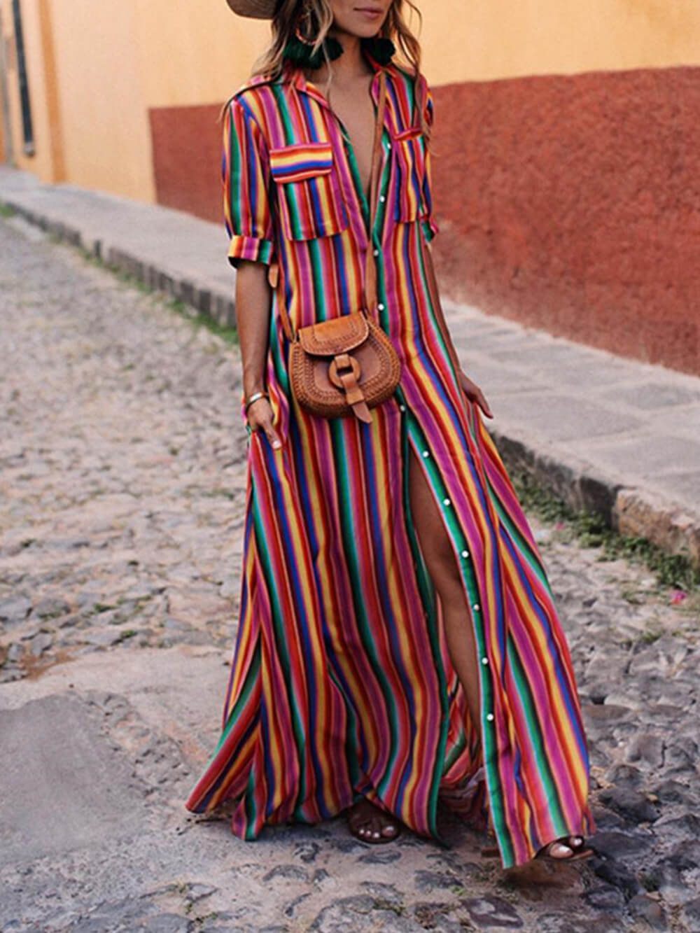 Casual Striped Printed Maxi Skirt Newgew Dresses