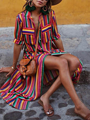 Casual Striped Printed Maxi Skirt Newgew Dresses