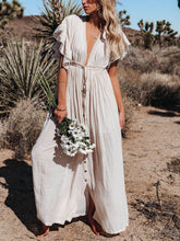 Button Cotton Linen Perfect Beach Boho Maxi Dress Newgew Dresses