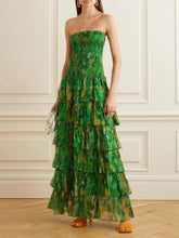 Strapless Layered Bandeau Floral Print Maxi Dress Newgew Dresses