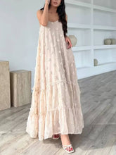 Pretty Flower Decor A-Line Layered Loose Maxi Dress Newgew Dresses