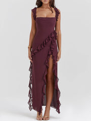 Mulberry Ruffle Maxi Dress Newgew Dresses