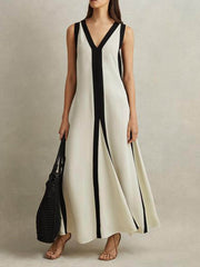 Reversible Style Colorblock A-Line Maxi Dress Newgew Dresses