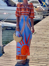 Unique Ethnic Print Bohemian Maxi Dress Newgew Dresses