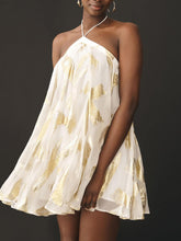 Sequins Hanging Neck Halter Print Swing Mini Dress Newgew Dresses