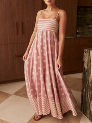 Featured Loose Polka Dot Stripe Patchwork Maxi Dress Newgew Dresses