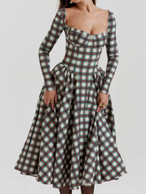 Red Tartan Corset Midi Dress Newgew Dresses