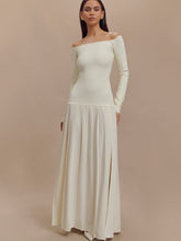 Knit Off Shoulder Maxi Dress - Ivory Newgew Dresses
