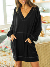 Color Block V Neck Casual Mini Dress Newgew Dresses