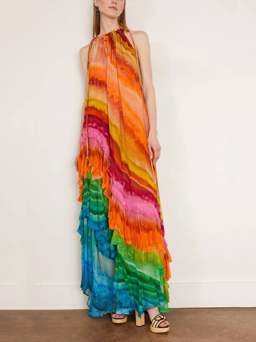 Iris Ruffle Gown in Multi Newgew Dresses