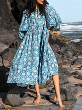 Floral Balloon Sleeve Midi Dress Newgew Dresses