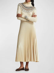 Hybrid Sweater-Pleated Turtleneck Dress Newgew Dresses