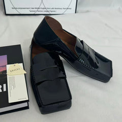 Slip-On Square-Toed Leather Shoes PinTow