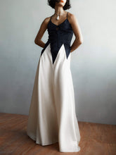 Fashion Contrasting Stitching Slim Suspender Maxi Dress Newgew Dresses
