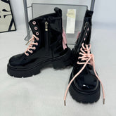 Pink Bow Leather Boots PinTow