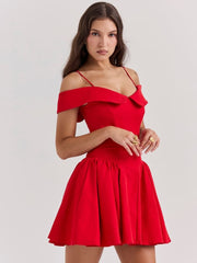 Scarlet Off-Shoulder Spaghetti Strap Mini Dress Newgew Dresses