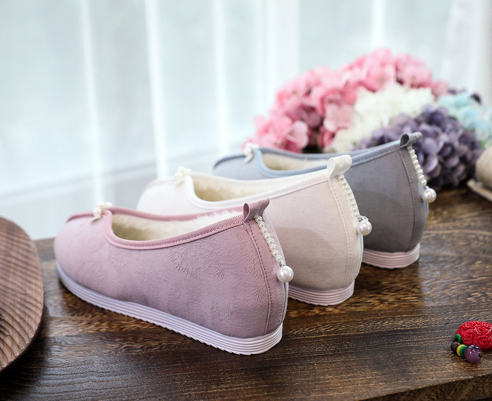 Women's Toe Solid Color Jacquard Cotton Height Canvas Shoes Newgew