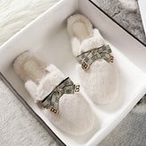 Women Fashion Bowknot Winter Furred Mules Newgew Shoes