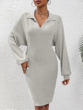 Knit Long-Sleeve V-Neck Bodycon Dress Newgew Dresses