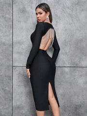 V-Neck Fringe Bandage Dress Newgew Dresses