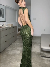 Elastic Sequin Backless Maxi Dress Newgew Dresses