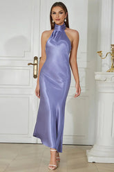 Minimalist Sleeveless Halter Satin Dress Newgew Dresses