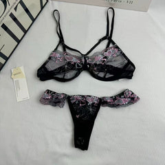 Embroidered netting three-piece set PinTow