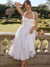 White Backless Halter Midi Dress Newgew Dresses