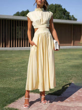 Cutout Waist Pocketed Vacation Midi Dress Newgew Dresses