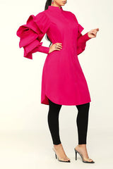 Solid Color Sweet Ruffle Sleeve Mini Dress NewGew